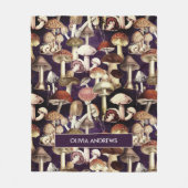 Couverture Polaire Cute bleu champignons motif de jardin (Devant)