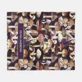 Couverture Polaire Cute bleu champignons motif de jardin (Devant (Horizontal))