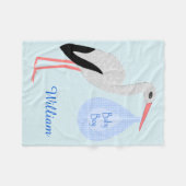 Couverture Polaire Cute Blue Baby Boy Stork Custom (Devant (Horizontal))