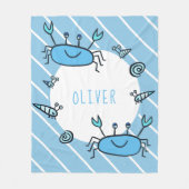 Couverture Polaire Cute Blue Crab Sea Animal Nom du garçon (Devant)