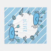 Couverture Polaire Cute Blue Crab Sea Animal Nom du garçon (Devant (Horizontal))