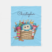 Couverture Polaire Cute Blue Fluffy Sock Monster Kids Design (Devant)