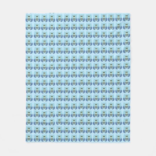 Couverture Polaire Cute Blue Owls Pattern (Devant)