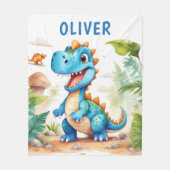 Couverture Polaire Cute Blue Trex Dinosaur Personnalisé (Devant)