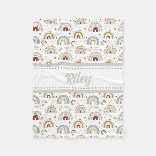 Couverture Polaire Cute Boho arc-en-ciel Motif Enfants Blanche polair (Devant)