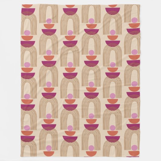 Couverture Polaire Cute Boho Arch Line Formes en Fuchsia et or (Devant)