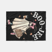 Couverture Polaire Cute Boo Jee Ghost Halloween Leopard Ghost Café (Devant (Horizontal))