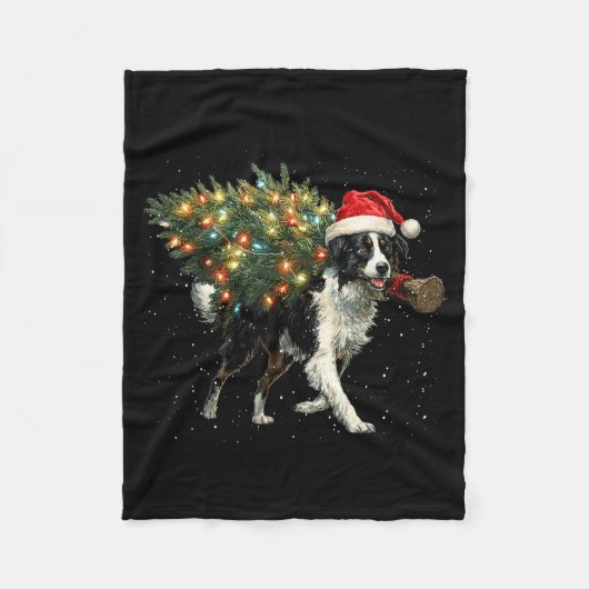 Couverture Polaire Cute Border Collie Dog In A Christmas Tree For Men (Devant)