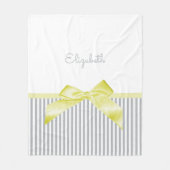 Couverture Polaire Cute Bow Jaune avec Gris Fille et Nom (Devant)