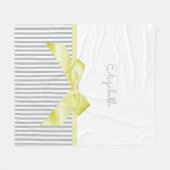 Couverture Polaire Cute Bow Jaune avec Gris Fille et Nom (Devant (Horizontal))