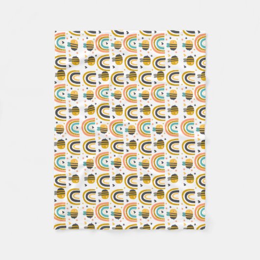 Couverture Polaire Cute Bumble Bee et Rainbows Motif (Devant)