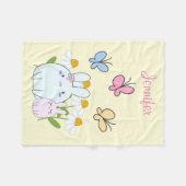 Couverture Polaire Cute Bunnies avec marguerites de printemps et papi (Devant (Horizontal))