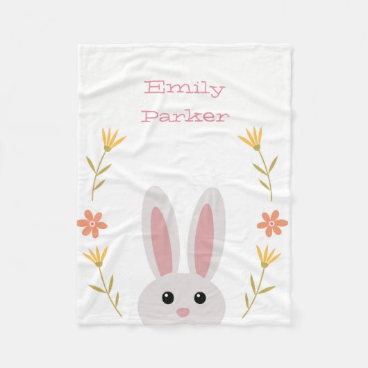 Couverture Polaire Cute Bunny Blanche-Toison personnalisée (Devant)