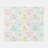 Couverture Polaire Cute Bunny Chick & Lamb Easter Pattern (Devant (Horizontal))