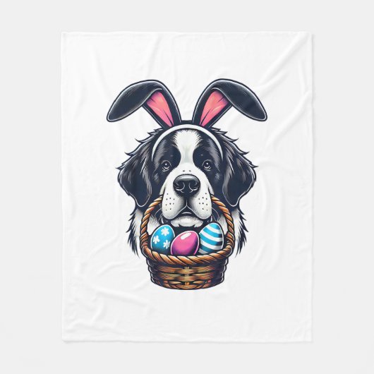 Couverture Polaire Cute Bunny Ear Saint Bernard Dog Easter Egg Owner  (Devant)
