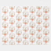 Couverture Polaire Cute Bunny Foliage Motif Bébé Fille Nursery (Devant (Horizontal))