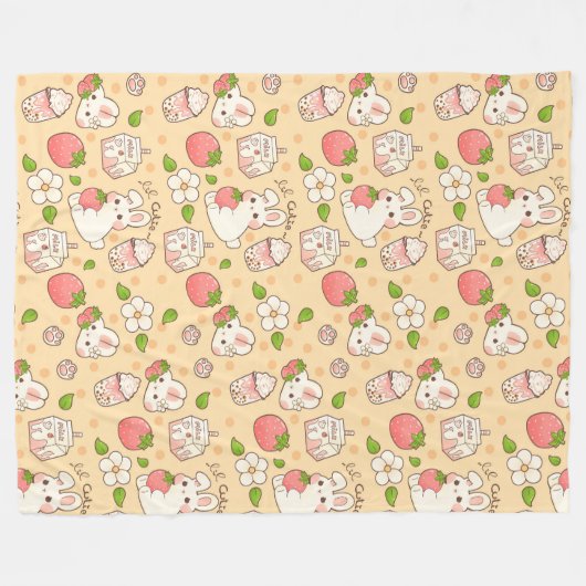 Couverture Polaire Cute Bunny Pattern (Devant (Horizontal))