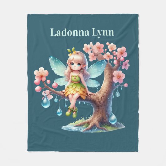 Couverture Polaire Cute Butterfly fairy ajouter nom filles (Devant)