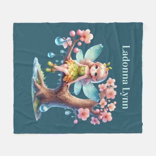 Couverture Polaire Cute Butterfly fairy ajouter nom filles (Devant (Horizontal))