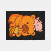 Couverture Polaire Cute Capybara Drinking Bubble Tea And Axolotl Kawa (Devant (Horizontal))