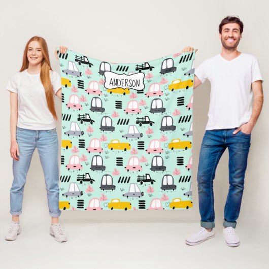 Couverture Polaire Cute Cars Blanche polaire, Moyen (En situation)