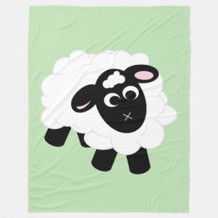 Couverture Polaire Cute cartonnerie Mouton Vert Fleece Blanche