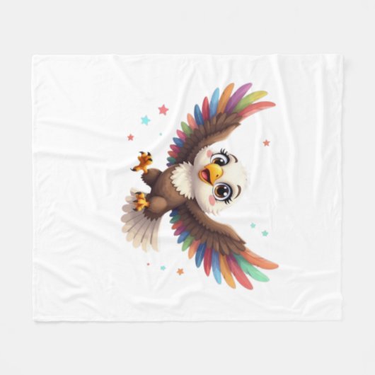 Couverture Polaire Cute Cartoon Eagle Flying – Friendly Vector Art (Devant (Horizontal))
