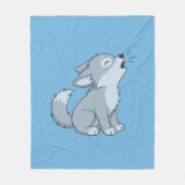 Couverture Polaire Cute Cartoon Howling Wolf Pup Blue (Devant)