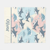Couverture Polaire Cute Cartoon Soft Nautical Shark Pattern (Devant (Horizontal))