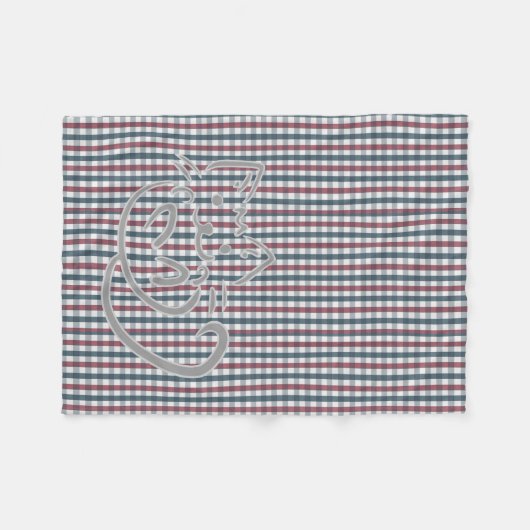 Couverture Polaire Cute Cat and Plaid Pattern (Devant (Horizontal))
