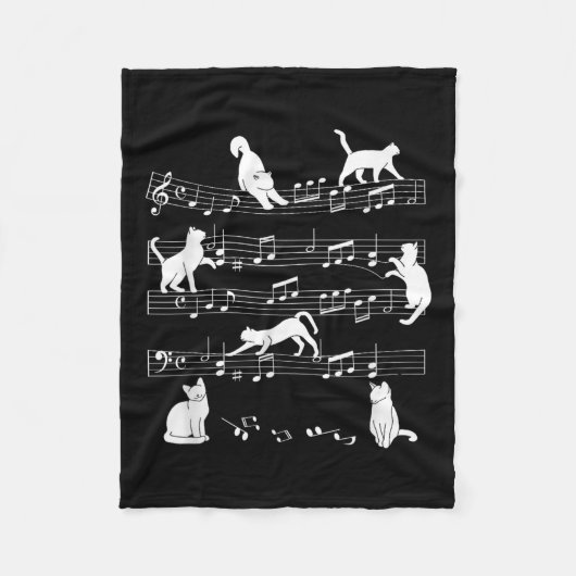 Couverture Polaire Cute Cat Kitty Playing Music Note Clef (Devant)