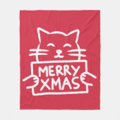 Couverture Polaire Cute Cat Merry Xmas (Devant)