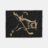 Couverture Polaire Cute Cat Playing Ice Hockey Lover Player Funny (Devant (Horizontal))