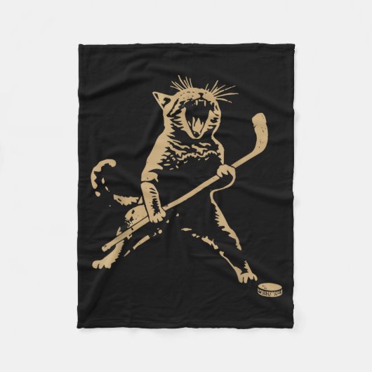 Couverture Polaire Cute Cat Playing Ice Hockey Lover Player Funny (Devant)