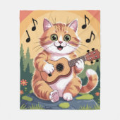 Couverture Polaire Cute Cat Playing Ukuele (Devant)