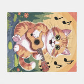 Couverture Polaire Cute Cat Playing Ukuele (Devant (Horizontal))