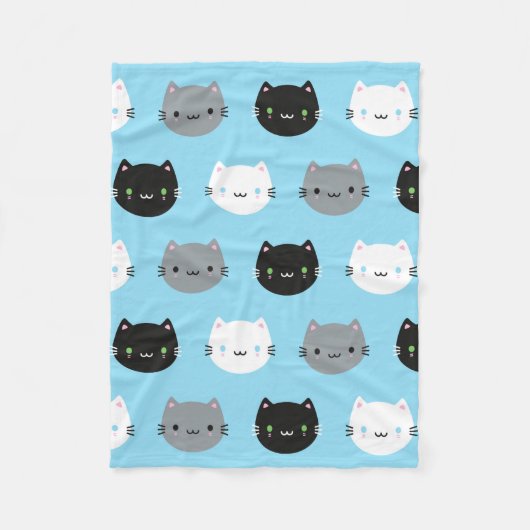 Couverture Polaire Cute Cats & Kawaii Kittens (Bleu) (Devant)