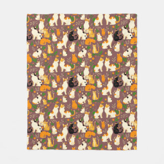 Couverture Polaire Cute Cats sur un café Arrière - plan Brown