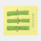 Couverture Polaire Cute céleri bâtons trio caricature légumes (Devant (Horizontal))