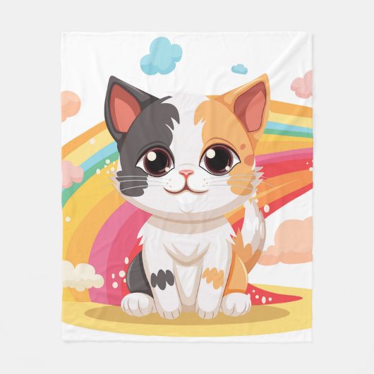 Couverture Polaire Cute Chat avec des couleurs vives Design Couvertur (Devant)