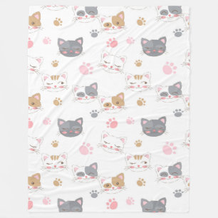 Couverture Polaire Cute chat face chats souriants motif