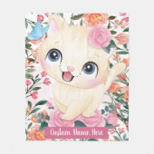 Couverture Polaire Cute Chat Roses Roses Roses Roses Roses Fleurs Ros (Devant)