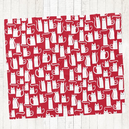 Couverture Polaire Cute Chat Rouge et Blanc Festif
