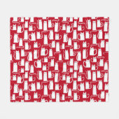 Couverture Polaire Cute Chat Rouge et Blanc Festif (Devant (Horizontal))
