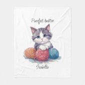 Couverture Polaire Cute chaton tricot avec fils nom personnalisé (Devant)