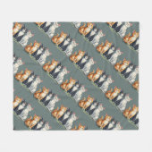 Couverture Polaire Cute Chats Chatons Chatons Happy Grey Vert (Devant (Horizontal))