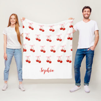 Couverture Polaire Cute Cherry Coquette Blanket - custom name