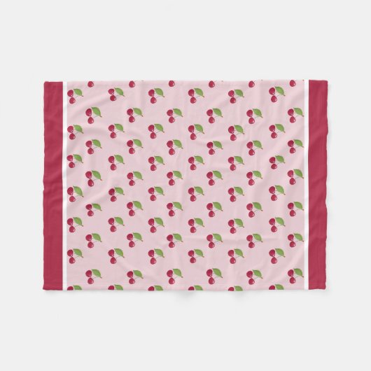 Couverture Polaire Cute Cherry Pattern Burgundy Stripes (Devant (Horizontal))