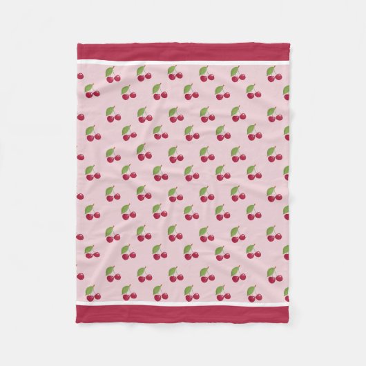 Couverture Polaire Cute Cherry Pattern Burgundy Stripes (Devant)