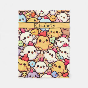 Couverture Polaire Cute Chibi Motif de poulet Conception personnalisé